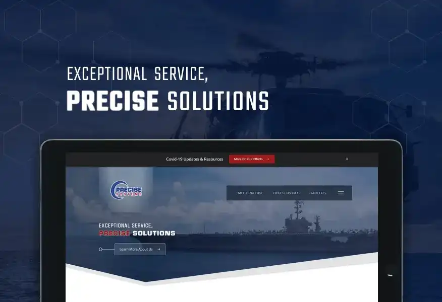 Display image of website developed within a tablet