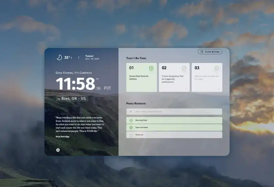 Display image of morning landing interface